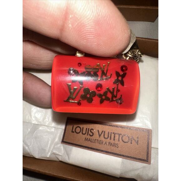 Louis Vuitton Portecle Speedy Inclusion Keychain Gold Red Pink LV Logo Bagcharm - Picture 9 of 13